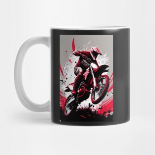 Dirt Bike With Red and Black Paint Splash Design Mug